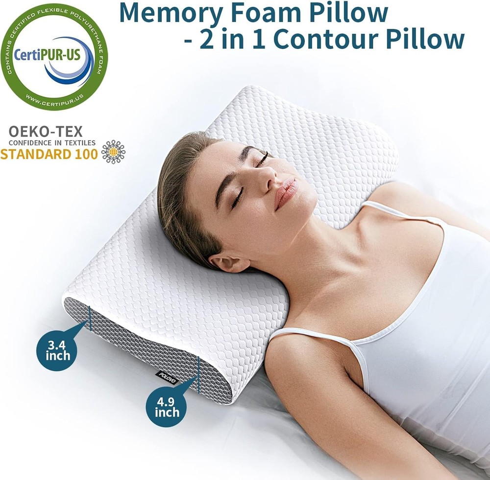 Machine Washable Memory Foam Pillow - Ergonomic Design for Restful Sleep