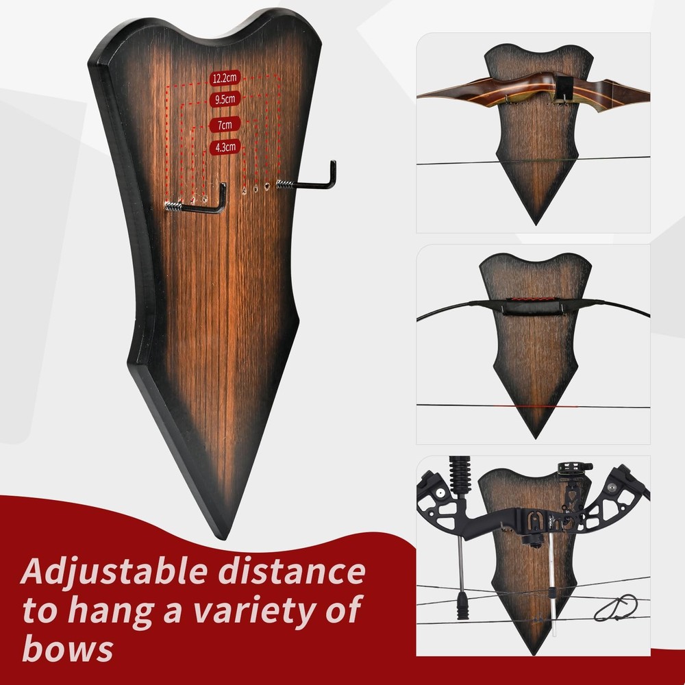 Archery Bow Wall Mount - Horizontal Bow Display Stand Adjustable Bow Hanger f...