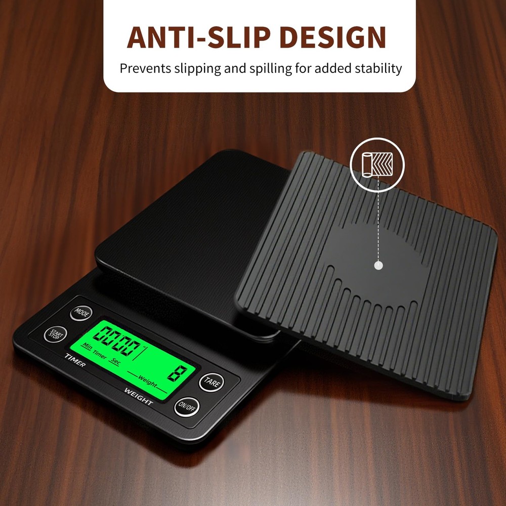 YONCON Coffee Scale with Timer - 0.1g Accurate, 3kg Drip Espresso Scale for P...