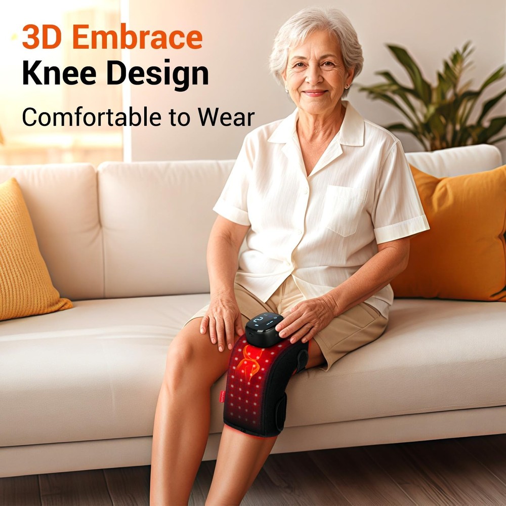 Comfytemp 3D Red Light Therapy Knee Wrap with Vibration Massage, FSA Eligible...