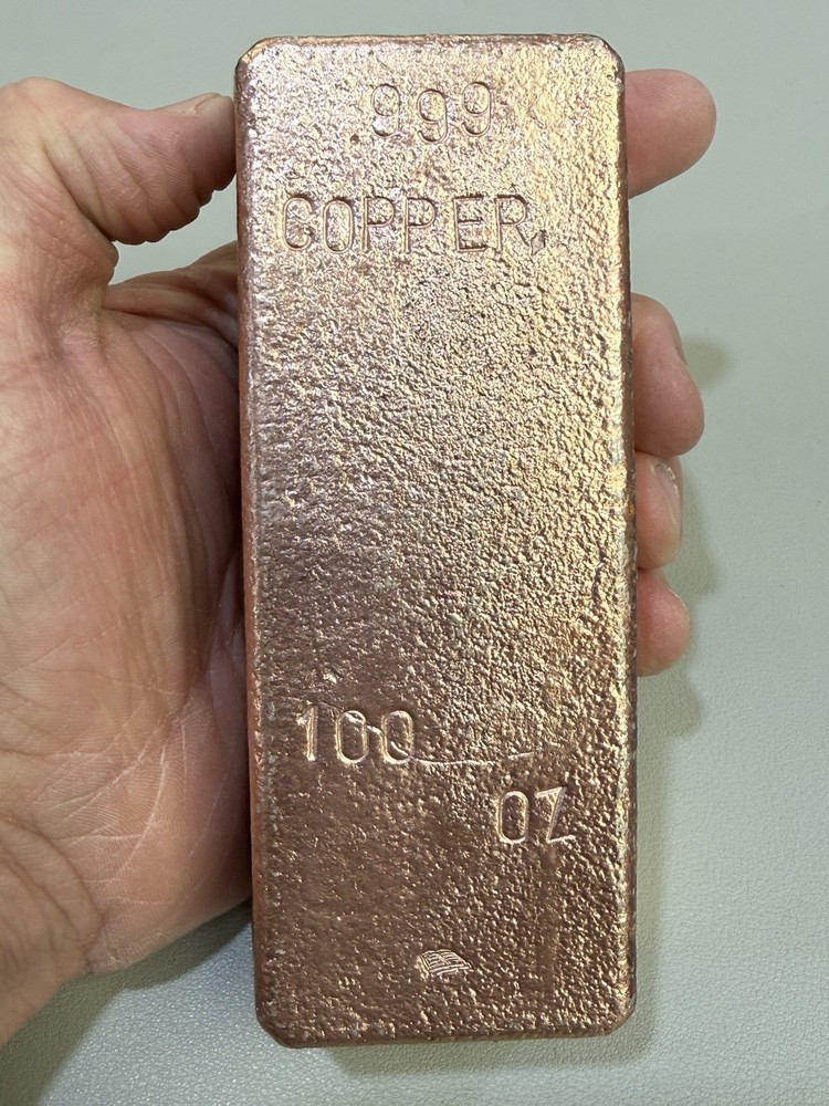 100 Oz Solid .999 Hand Poured Copper Bar