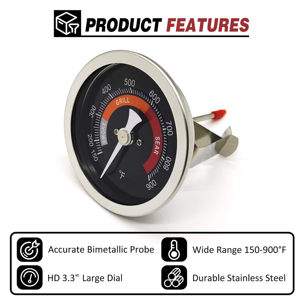 3.3" Upgraded Thermometer Replace for Big Green Egg Grills, Long Time Use