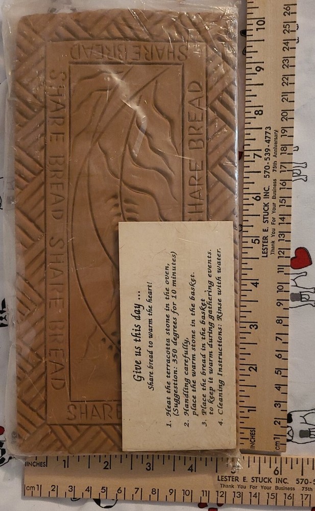 Pottery Bread Warmer Rectangle - "Give Us This Day.." New