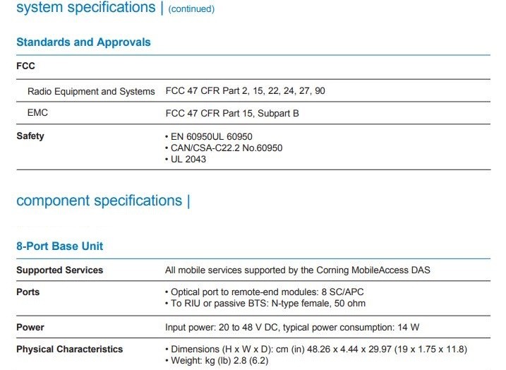 CORNING - WB-B8U - 8-PORT BASE UNIT MOBILE ACCESS - 8 x SC/APC optical - 1RF