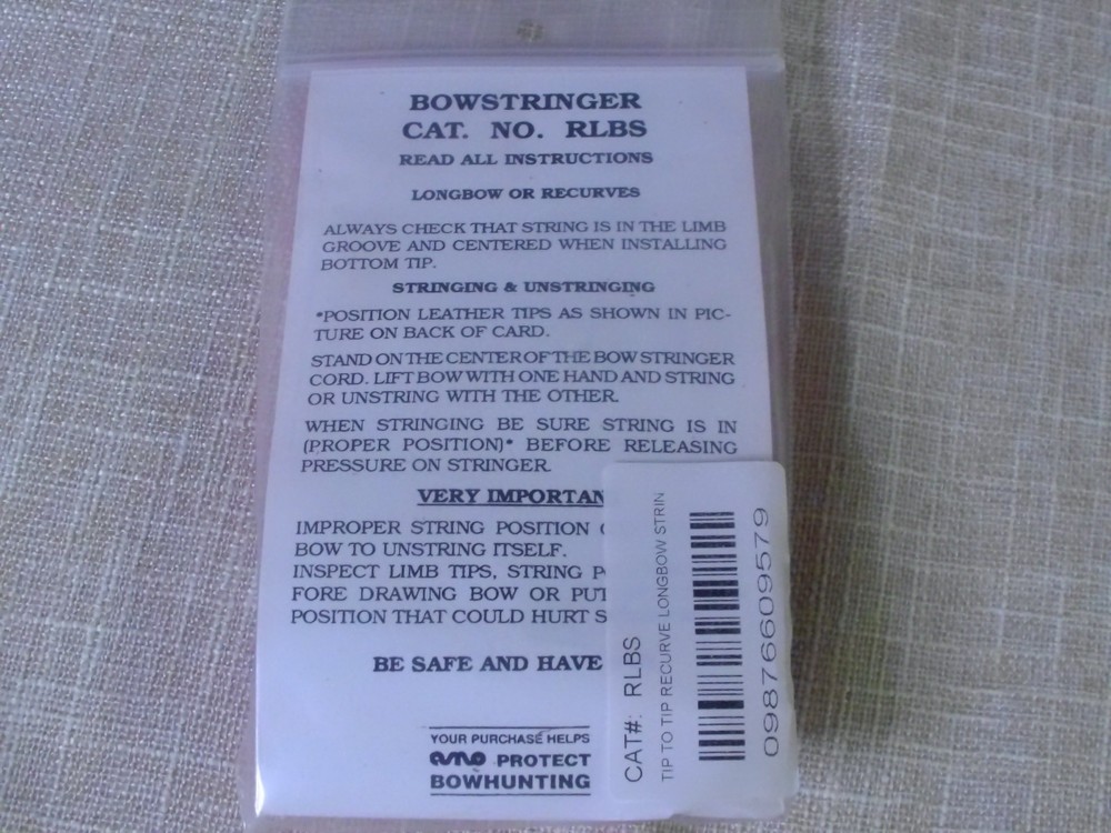 Bateman Traditional Recurve or Longbow Stringer Tip to Tip Leather bow Stringer