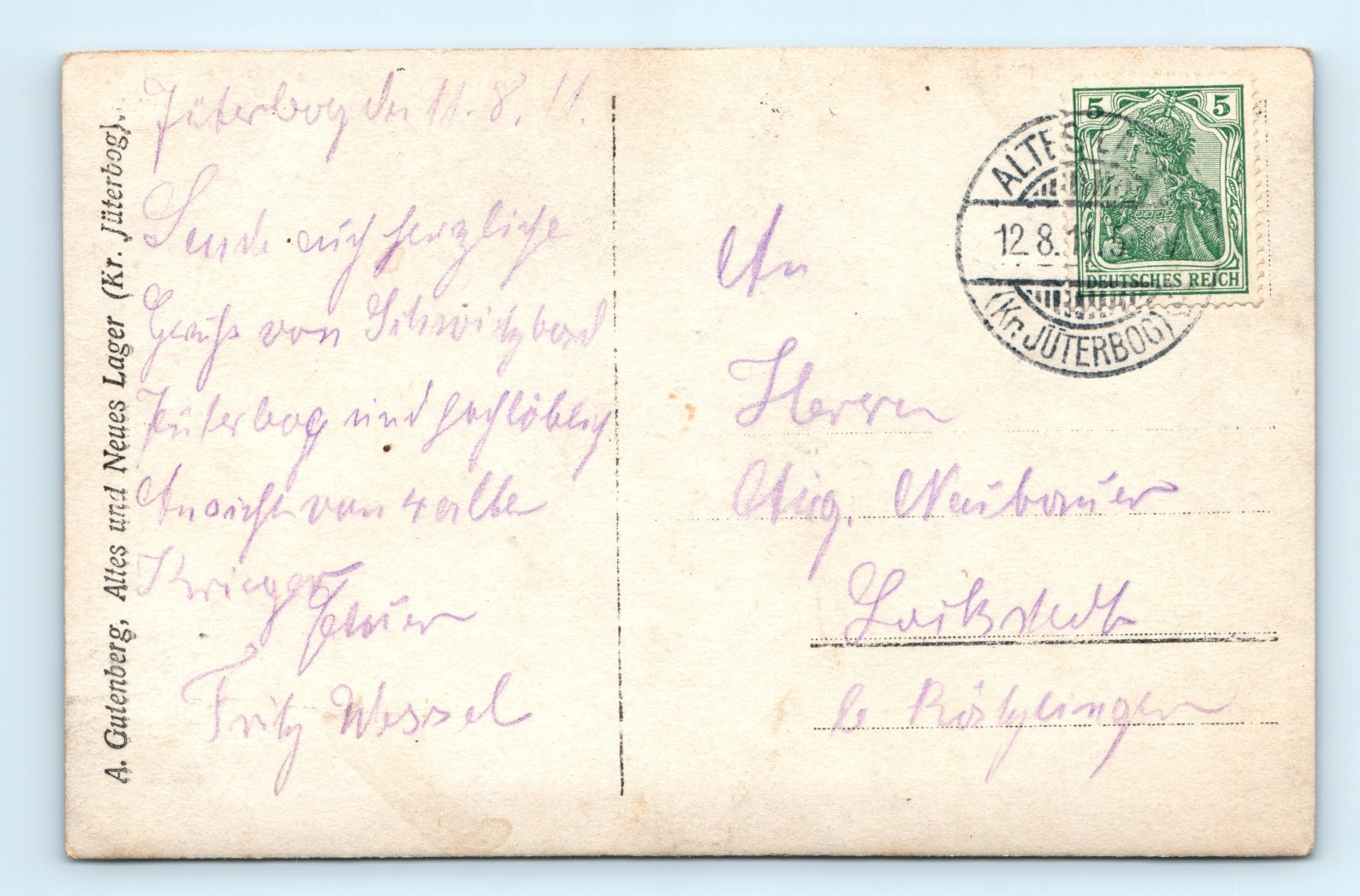 RPPC WWI German Army Soldiers Real Photo Postcard