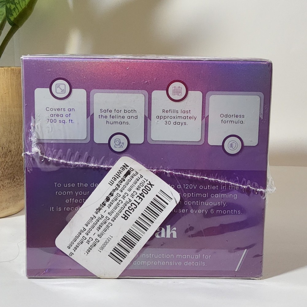 TriOak Calming Pheromone Diffuser Kit for Cats - 2 Diffusers & 2 Refills NIB