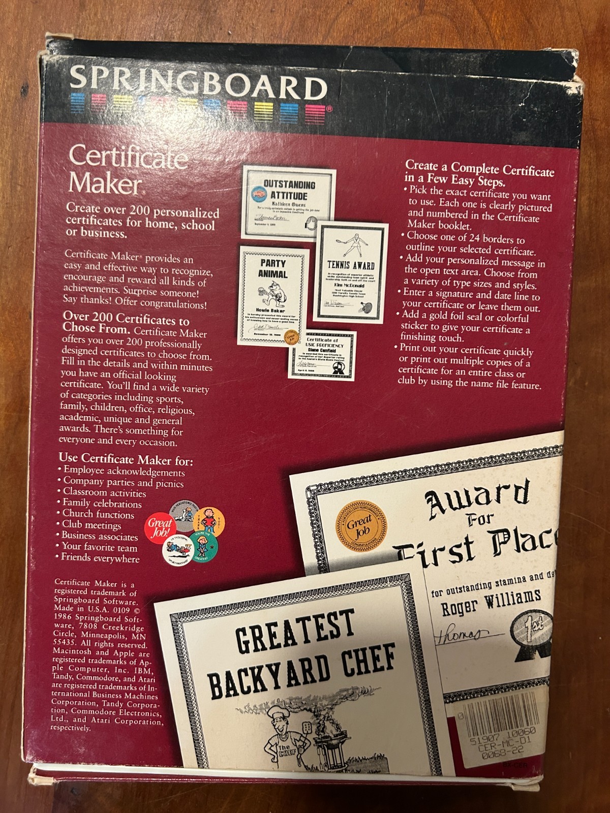 Vintage Certificate Maker 3.5” Floppy for Macs