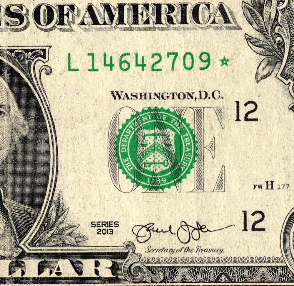 2013 L Star note Fancy Serial Number Regular Run
