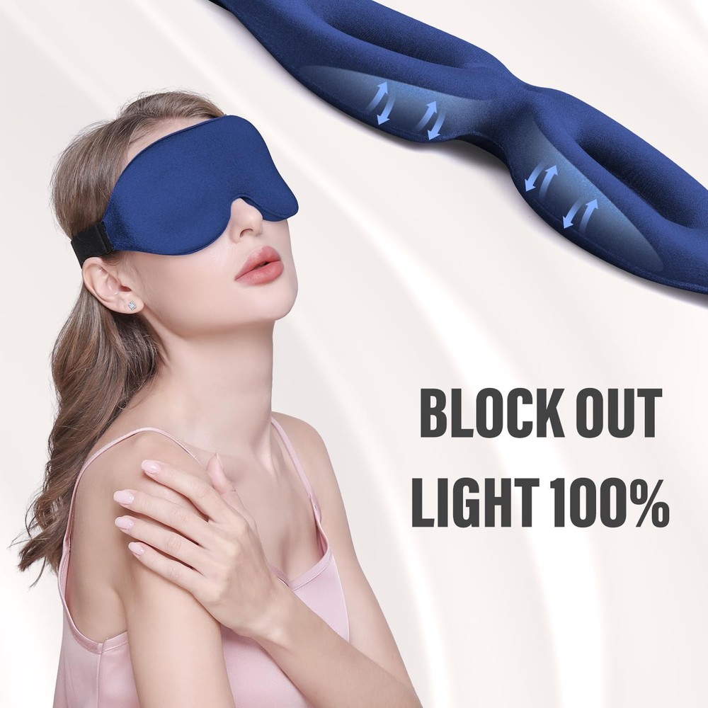 3D Sleep Mask for Side Sleepers, Light Blocking, Soft Breathable, Pink