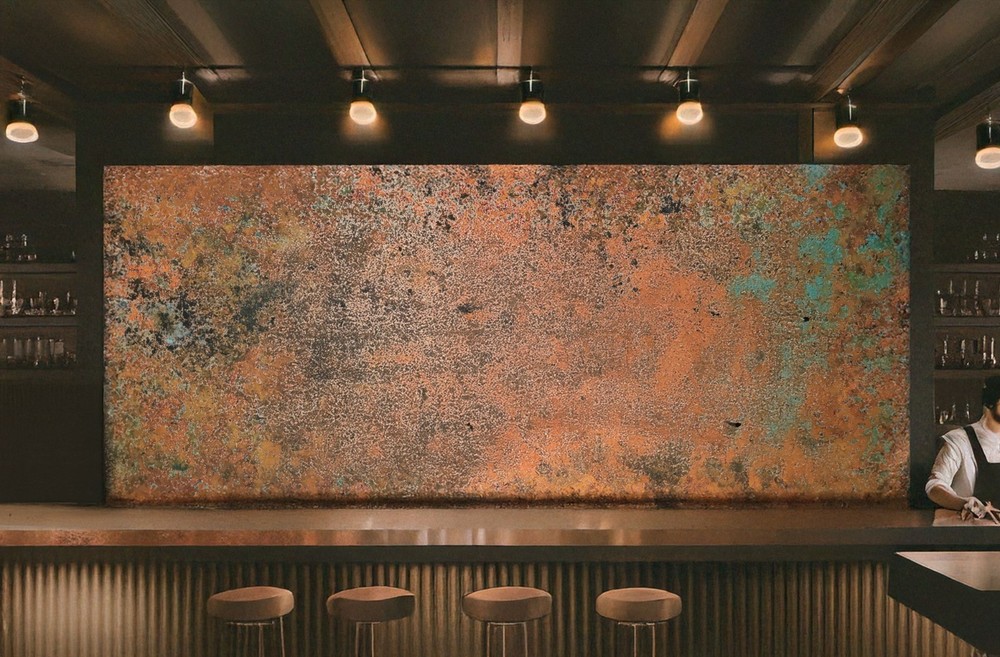 Copper Backsplash Panel – Handmade Metal Wall Art for Kitchen – Rustic Patina