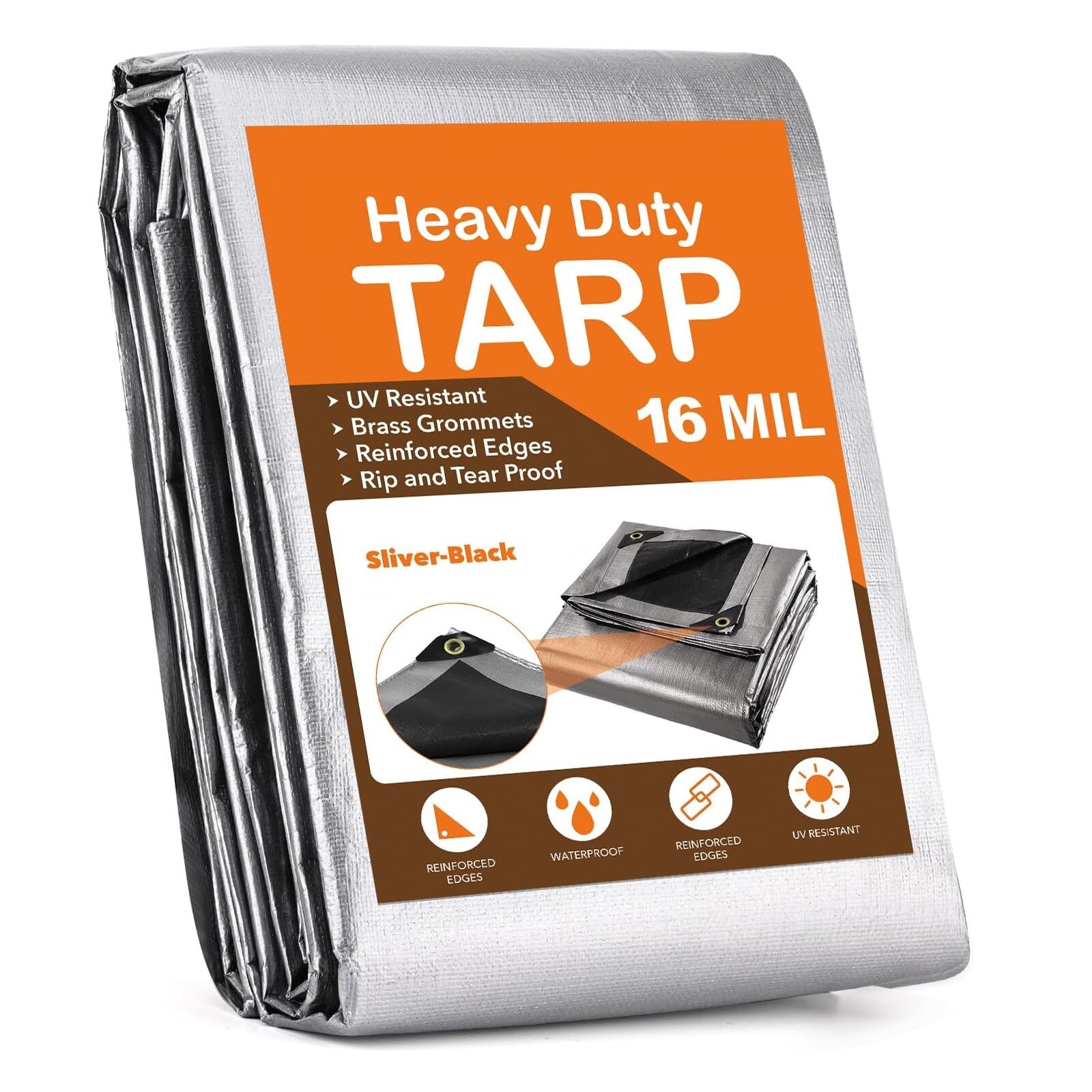 18 Mil 16 Mil True Finished Size Heavy Duty Poly Tarp Cover Waterproof Tarpaulin
