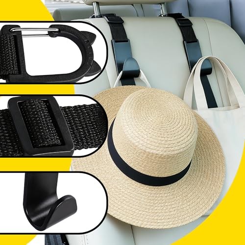Adjustable 4-Pack Car Headrest Hooks Cute Cat Pattern Universal Seat Back