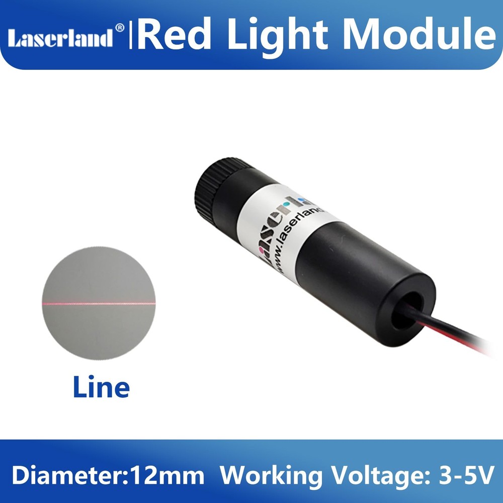 5 PCS Red Light Line Projector Diode Module, 12mm Diameter, 5VDC, 650nm, Laser