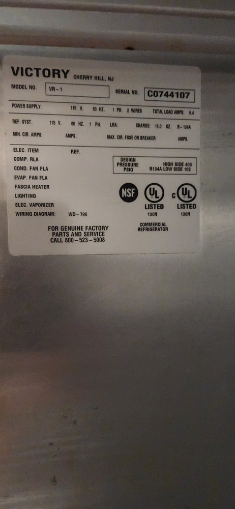 Victory refrigerator single door