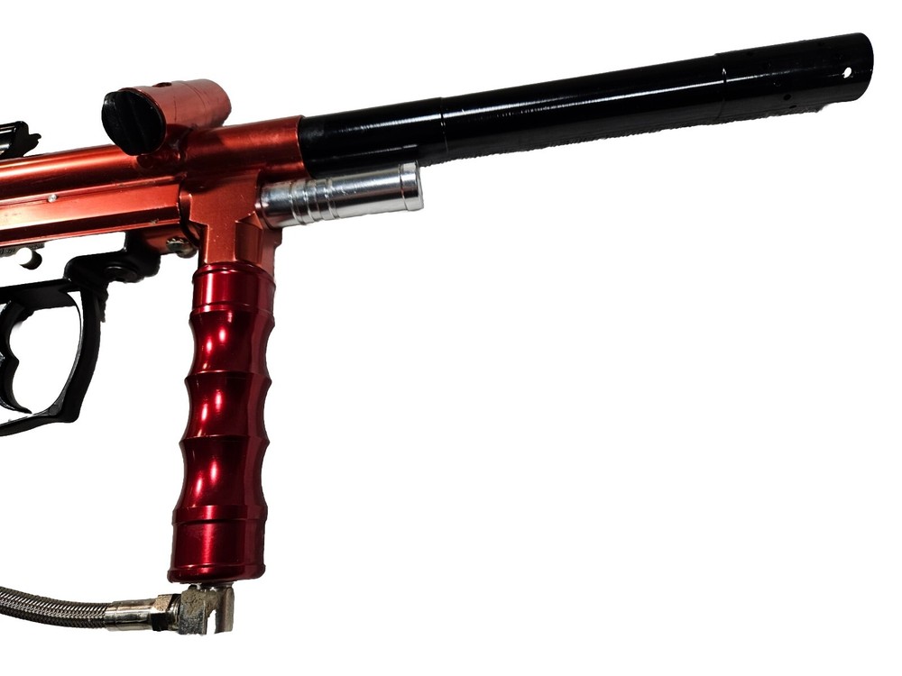 Red Java Spyder Compact Deluxe Paintball Gun & Barrel + Gas Thru Vertical Grip