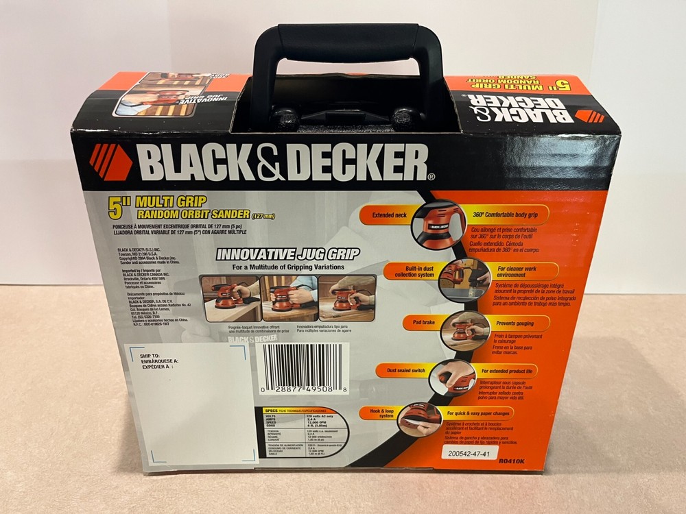 Black & Decker 5" Multi Grip Random Orbit Sander (127 mm) R0410K NEW