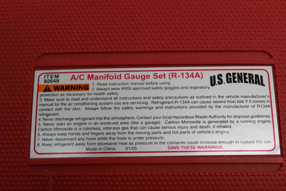 US General A/C Manifold Gauge Set R-134A In Original Case