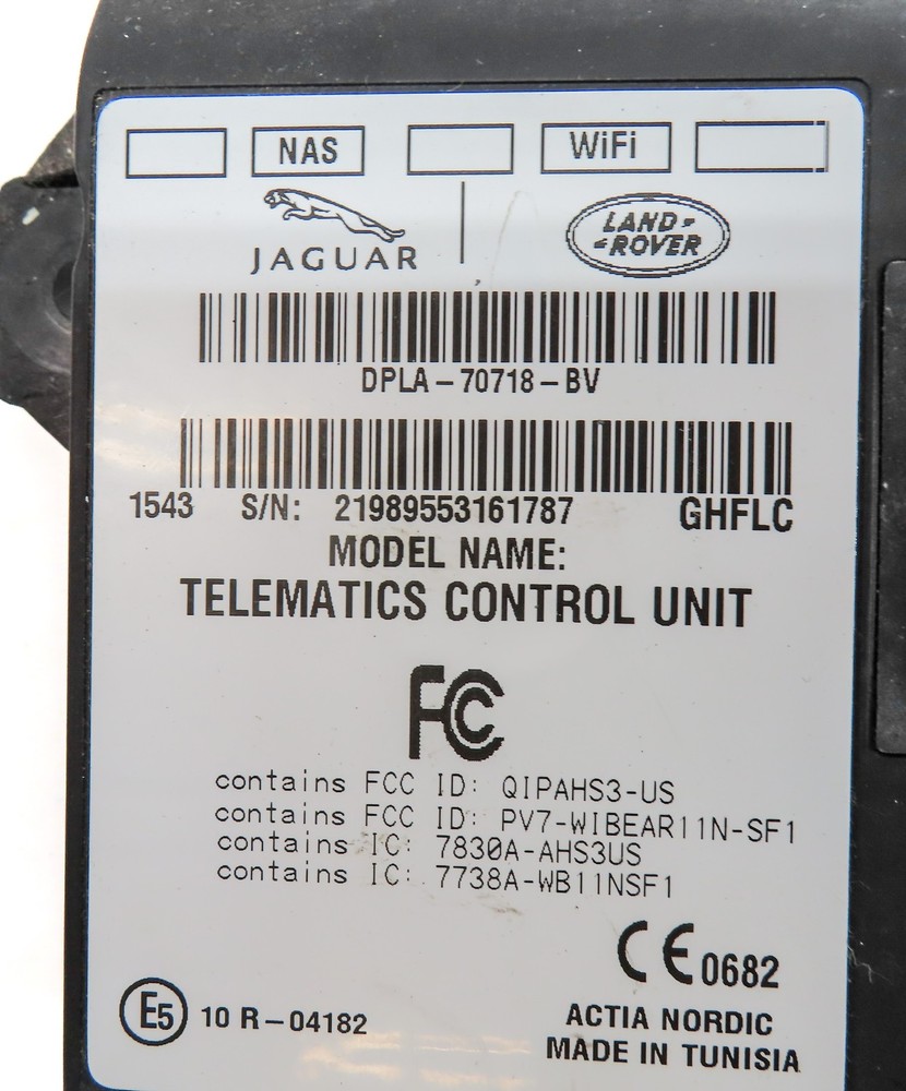 2016 RANGE ROVER (L405) TELEMATICS COMMUNICATION CONTROL MODULE