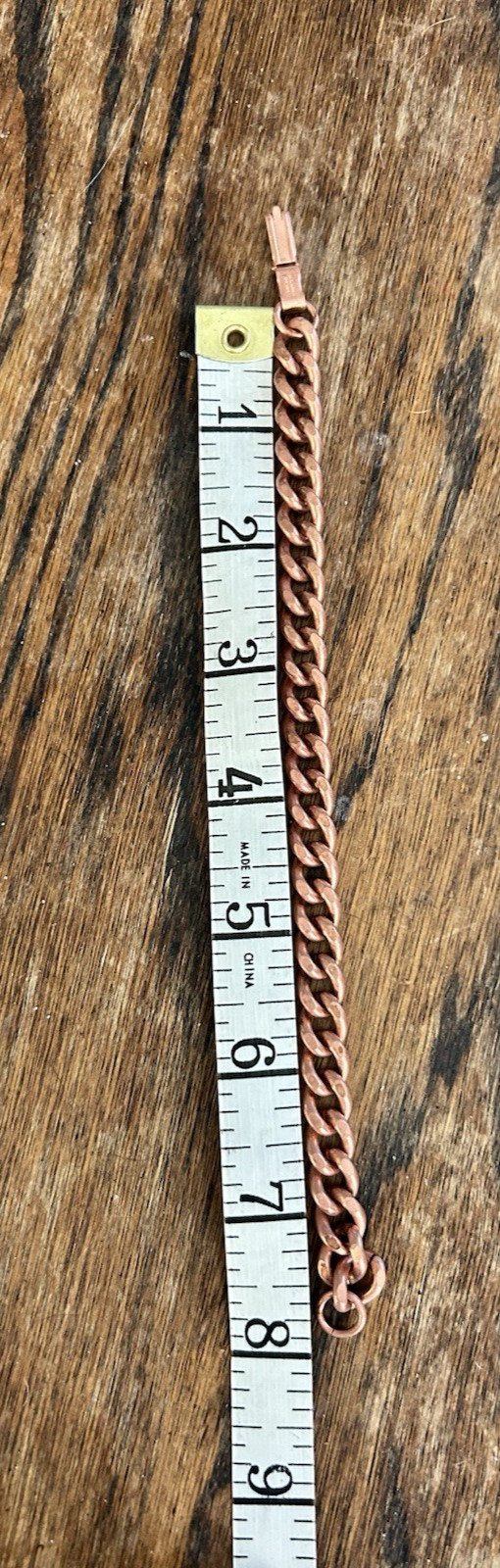 Vintage Cuban Link Solid Copper Chain Bracelet 8" Long