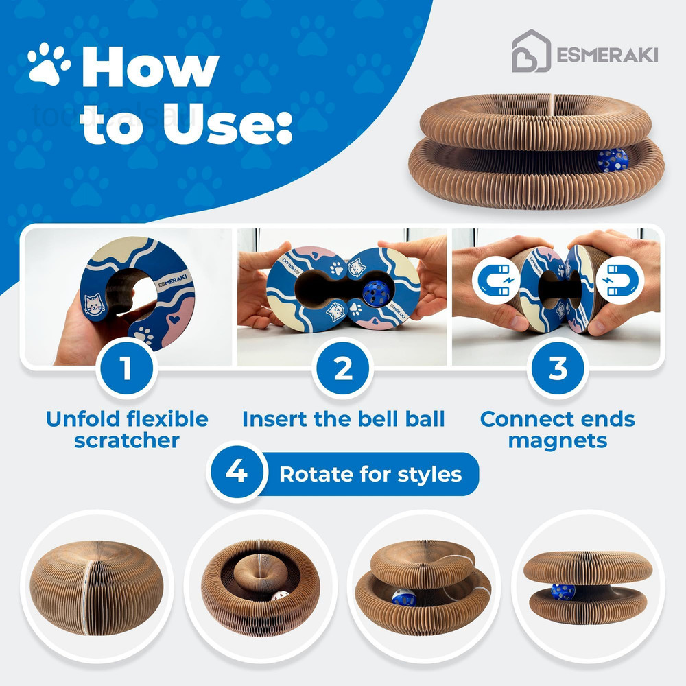 Flexible Cat Scratcher Bundle with Built-In Ball Track - Interactive Brown