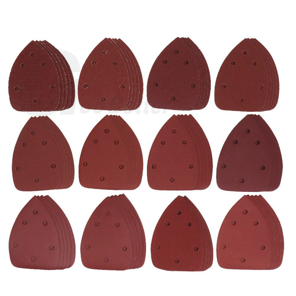 40-1000 Grit Sanding Sheets Triangle Mouse Detail Sander Pads 140mm Hook & Loop