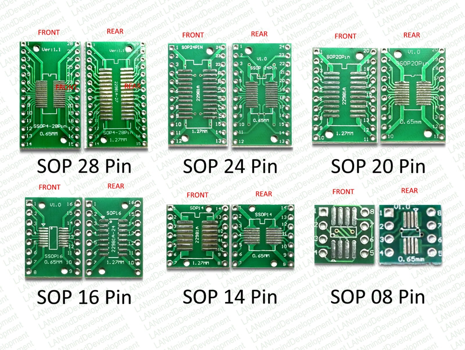 30 Pcs - SOP24 SSOP24 TSSOP24 to DIP24 0.65mm 1.27mm to 2.54mm Adapter PCB Board