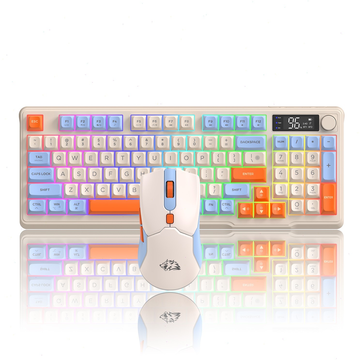 Wireless Rechargeable Gaming Keyboard and Mouse Combo Rainbow Backlit 4000DPI