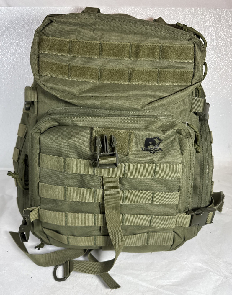 USCCA Military Green Tactical Backpack Adjustable Straps Multi Pocket
