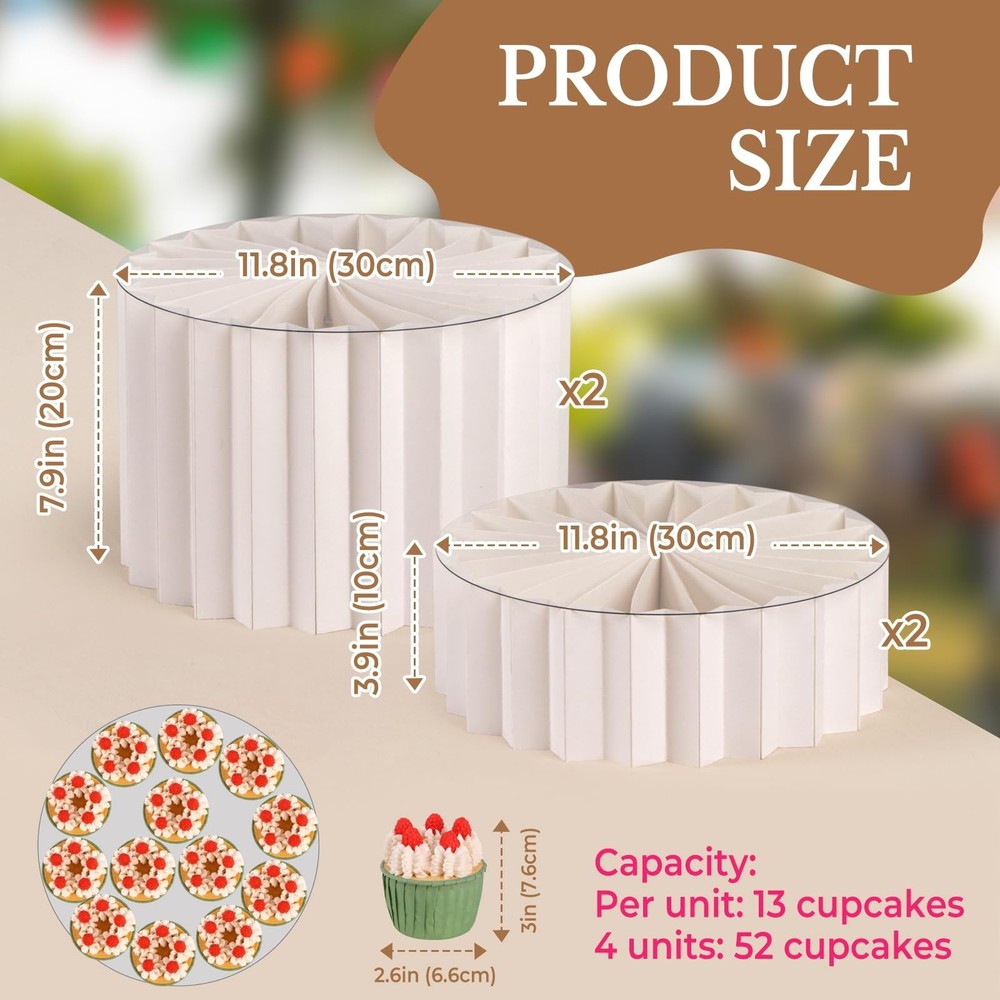 PUERSI 4 Pack Buffet Risers, Foldable Food Display Risers for Party, Display ...