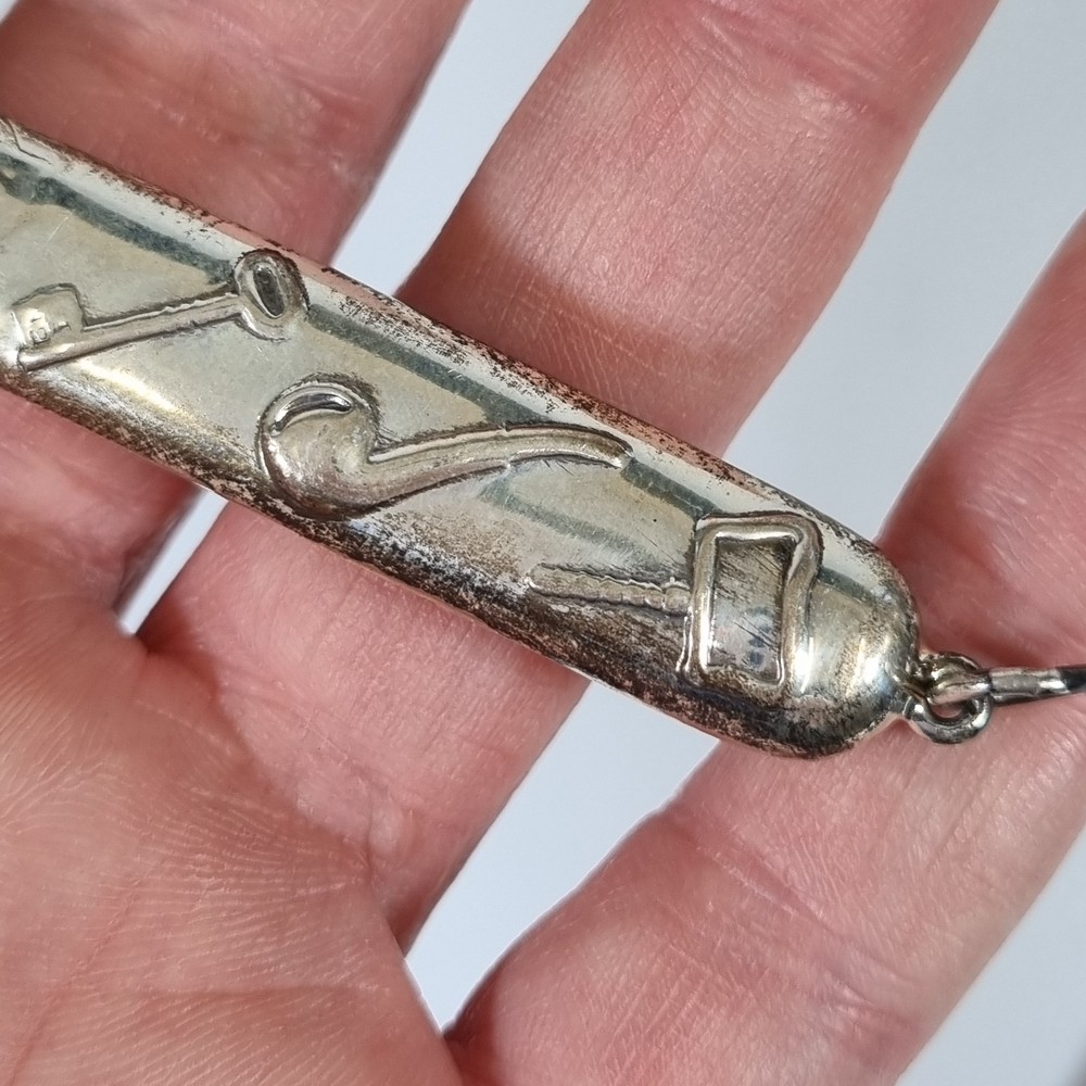 Antique Solid Silver Needle Case Decorated Pipe Key Cards Marked Sterling
