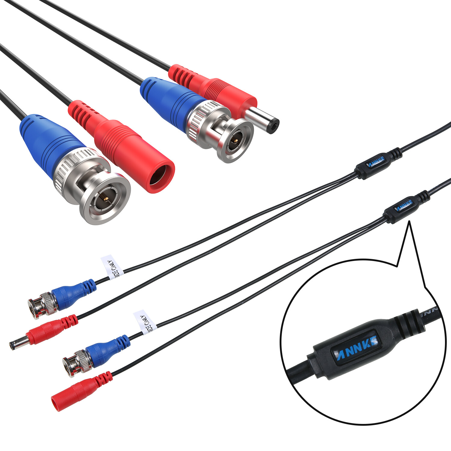 ANNKE 4x 100ft Video Power BNC Cable for CCTV Security Camera System Extend Wire