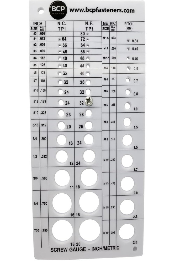Precision Screw Thread Gauge - Metric & SAE with Drill Bit & Tap Size Guide