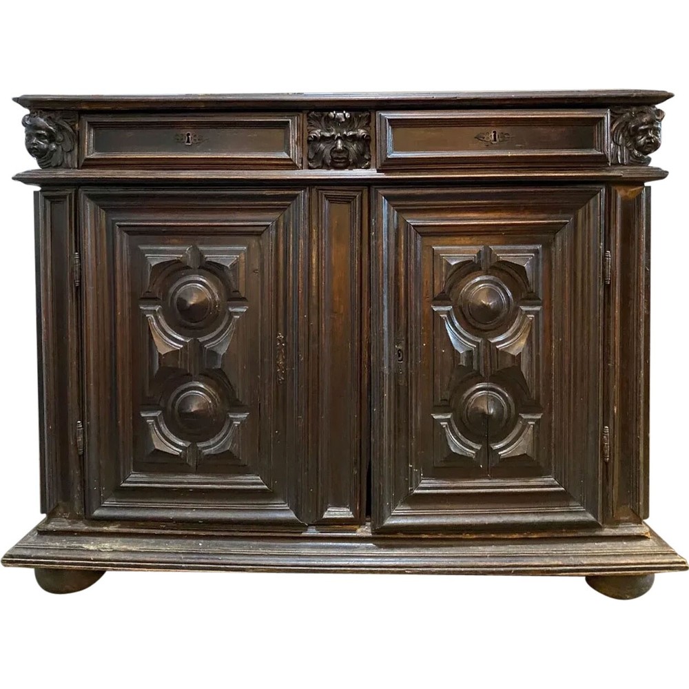 Antique French Baroque Walnut Buffet Sideboard c. 1760