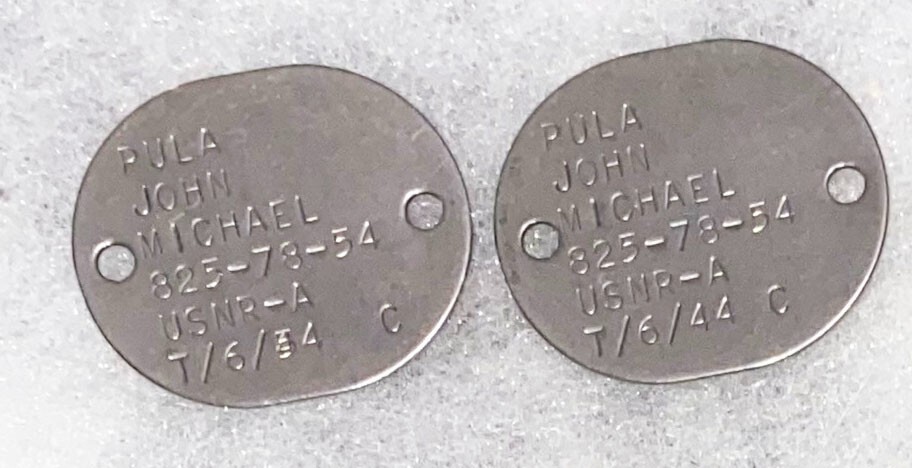 WWII USNR John Pula T-44 Dog Tag Set