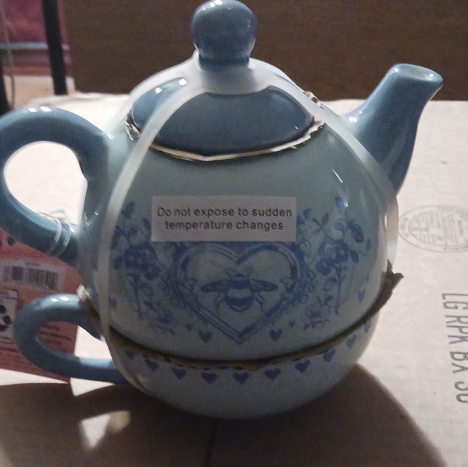 Bridgerton Ceramic Tea For One Set Blue Floral & Nature Dishwasher Safe