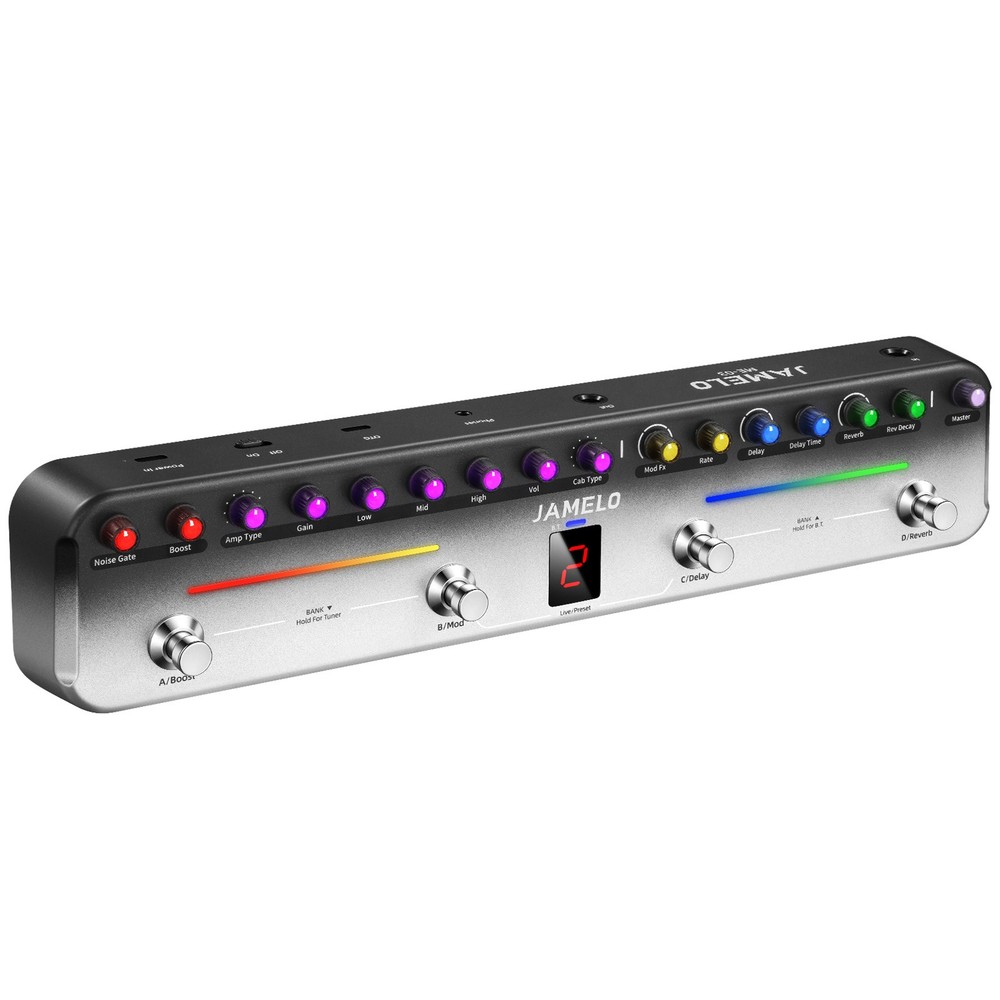 JAMELO Multi Effects Pedal Guitar Processor 12 Types 40 Presets IR Cab Sim BT OT
