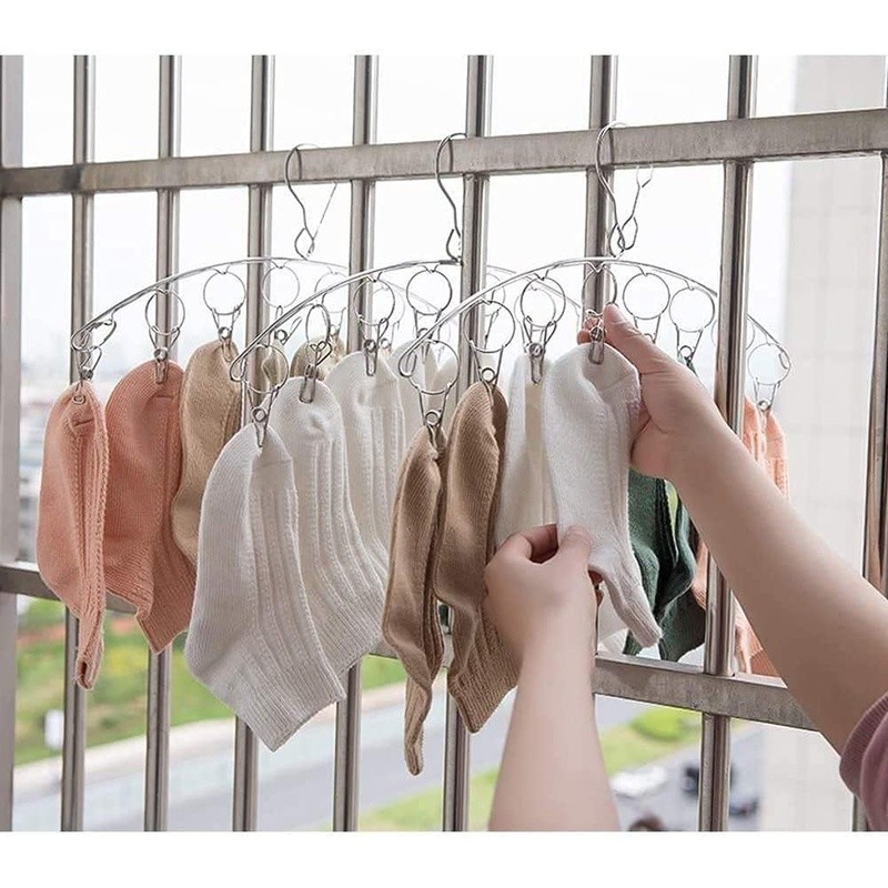Space Saving Laundry Drying Rack W/ Clips Windproof Indoor Outdoor Use 40 Clips