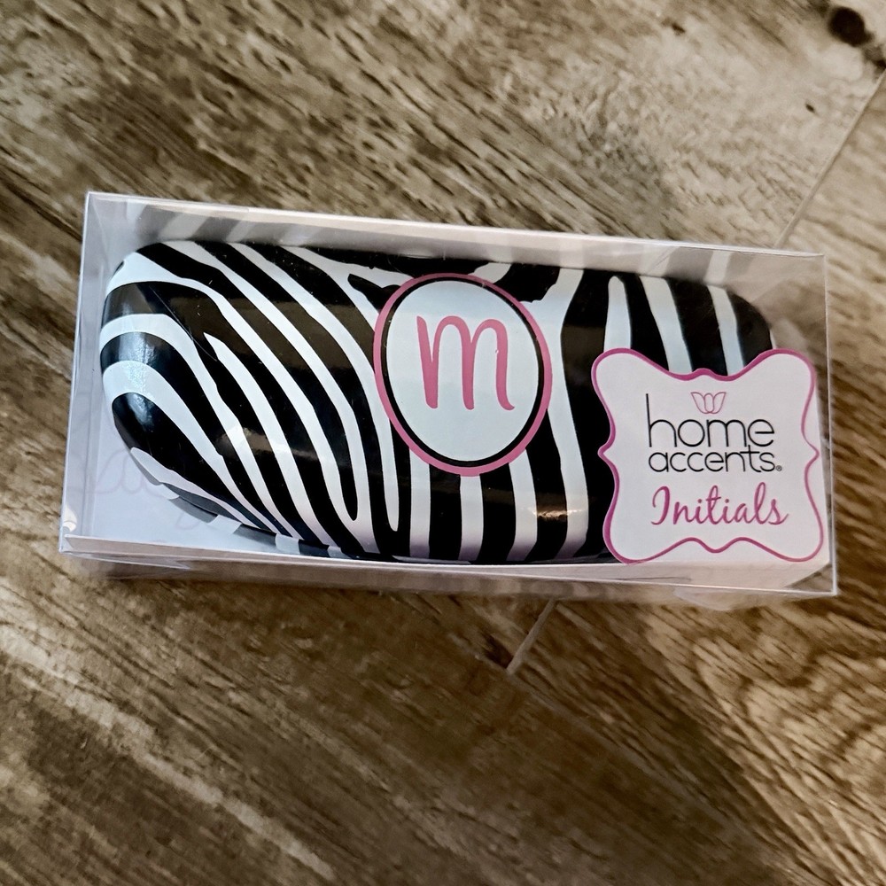 Black & White Zebra Print Eyeglass Case M Initial