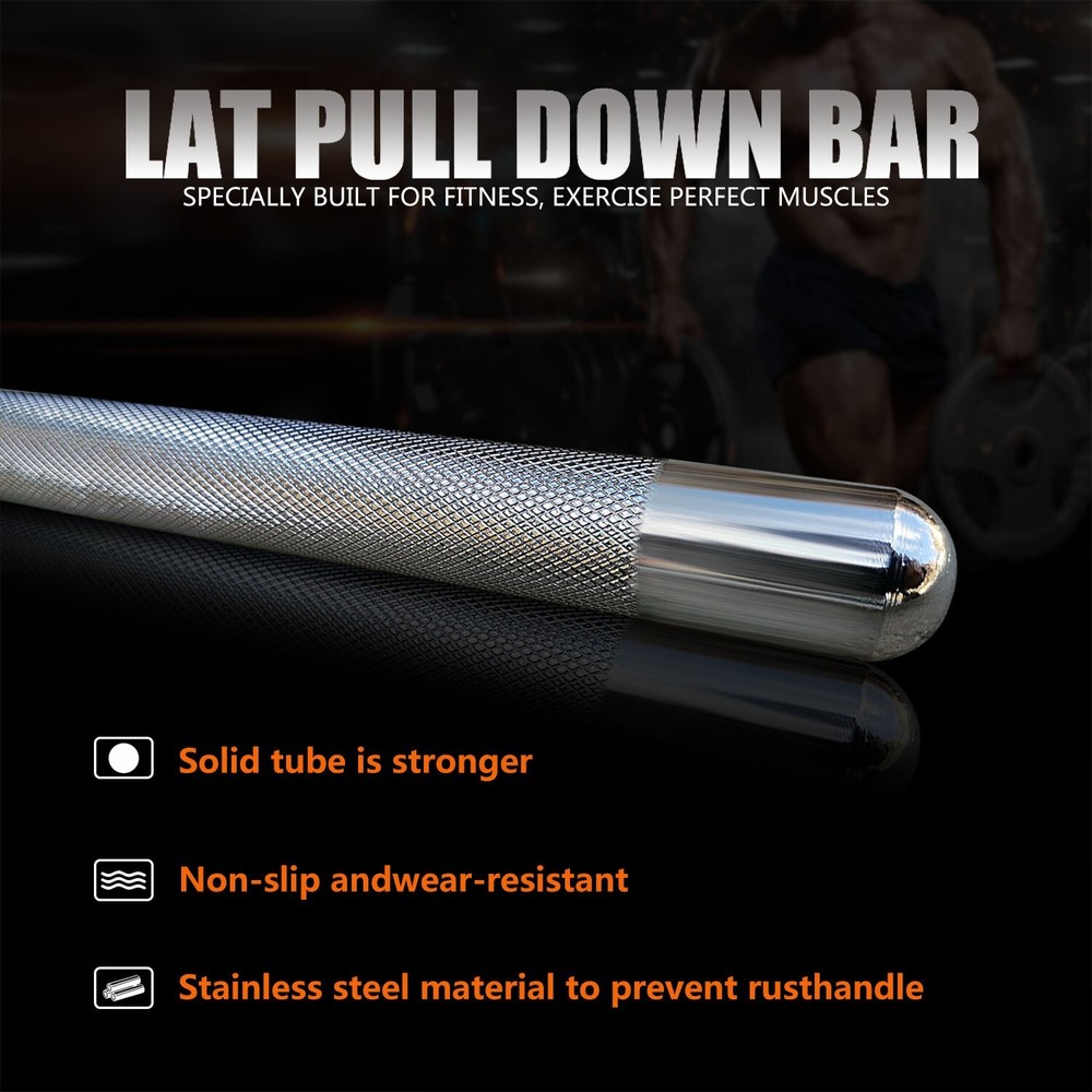 Solid 45 Inch Lat Pulldown Bar Non-slip Handle for Home Gym Tricep Training