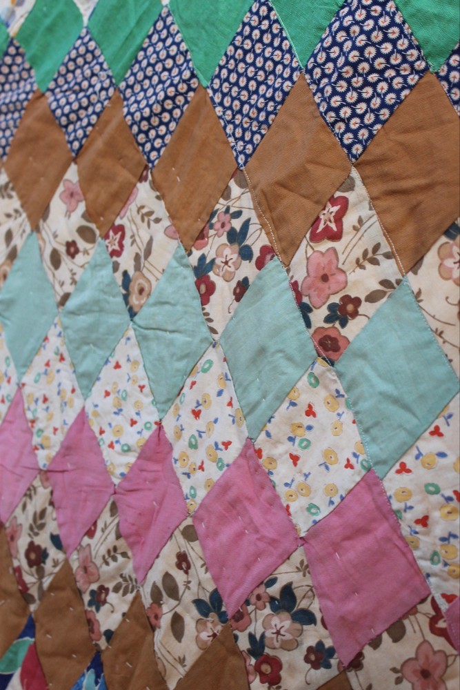 Antique Diamond Patchwork Quilt RARE