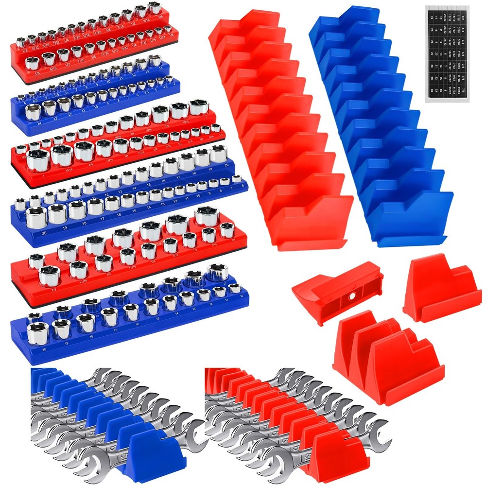 Magnetic Socket & Wrench Organizer Set - 26 Pcs Modular Tool Storage Racks