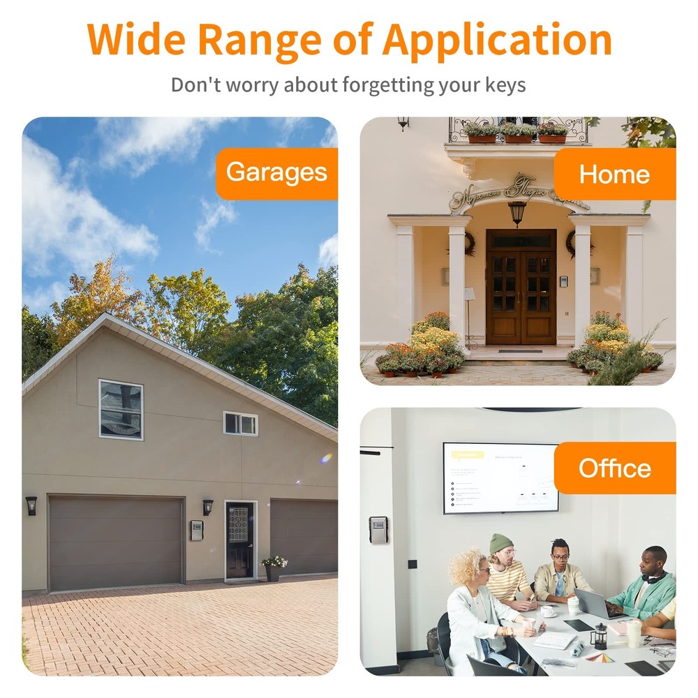 Extra Large Key Lock Box Wall Mount Weatherproof Safe Storage Grey