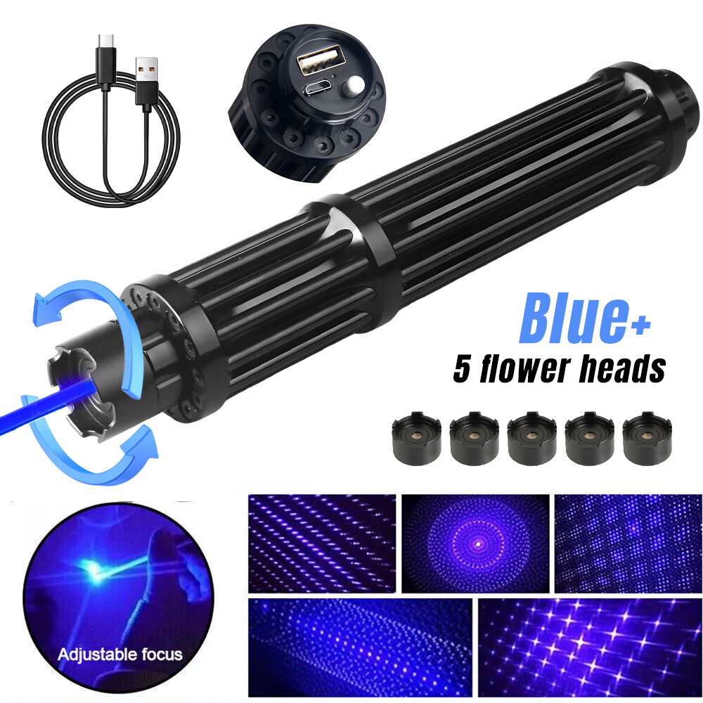 Adjustable Blue Laser Pointer Visible Star Light Beam Dot Light with 5 Head