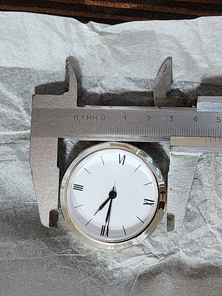 Mini Clock Insert 1 5/8inch 41mm Round Miniature Clock White Silver.