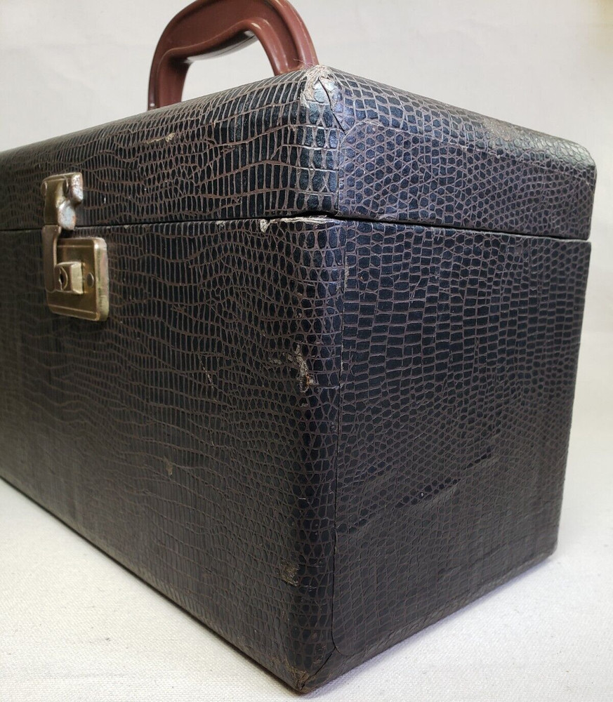 Crocodile Embossed Paper-covered Train Case - 1940's