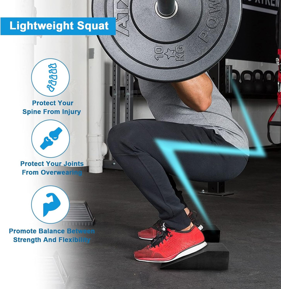 2 Pack Squat Wedge Blocks,Non Slip Professional Squat Ramp for Heel Elevated Squ