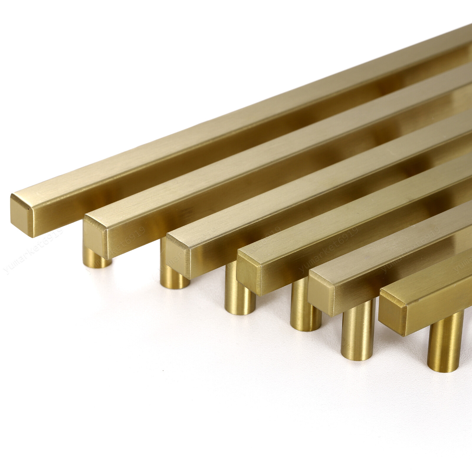 Stainless Steel Kitchen Square Cabinet Handles Brushed Gold T-Bar Drawer Pulls