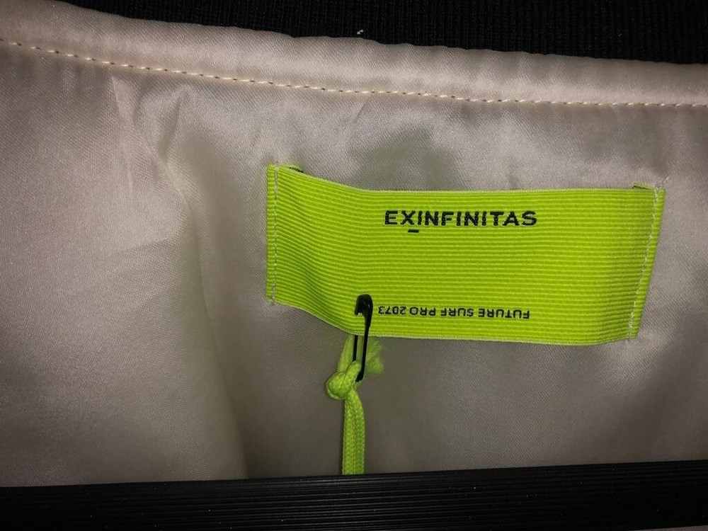 Ex Infinitas Men White Surfer Bomber Jacket Size: L
