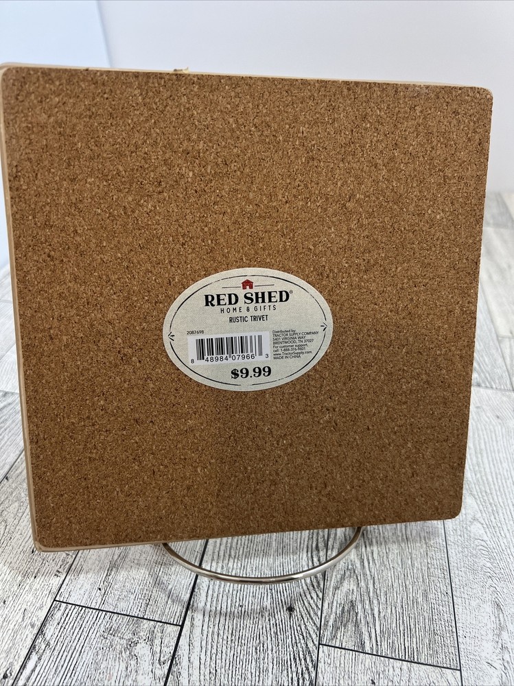 Red Shed Corn 7.5" Square Cork Backed Ceramic Trivet